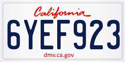 CA license plate 6YEF923