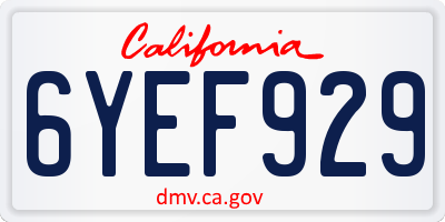 CA license plate 6YEF929