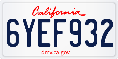 CA license plate 6YEF932