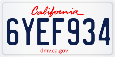 CA license plate 6YEF934