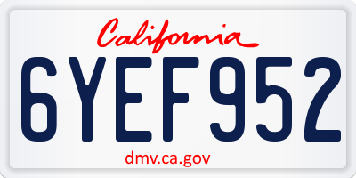 CA license plate 6YEF952