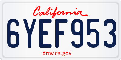 CA license plate 6YEF953