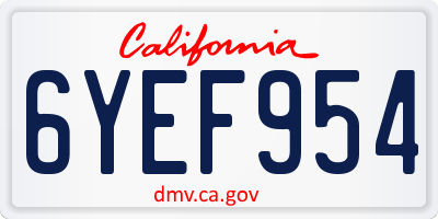 CA license plate 6YEF954