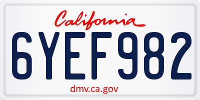 CA license plate 6YEF982