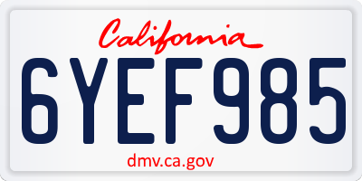 CA license plate 6YEF985