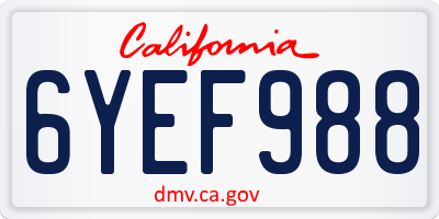 CA license plate 6YEF988