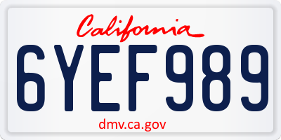 CA license plate 6YEF989