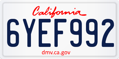 CA license plate 6YEF992