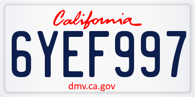 CA license plate 6YEF997
