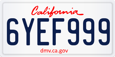 CA license plate 6YEF999