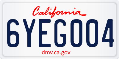 CA license plate 6YEG004