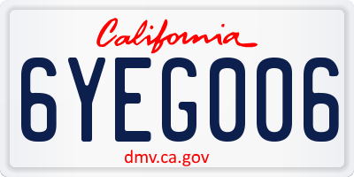 CA license plate 6YEG006