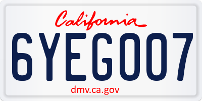 CA license plate 6YEG007