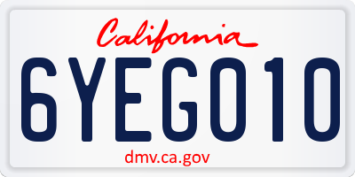 CA license plate 6YEG010