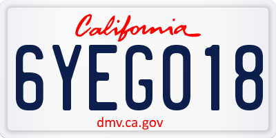 CA license plate 6YEG018
