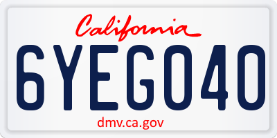 CA license plate 6YEG040