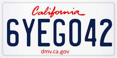 CA license plate 6YEG042