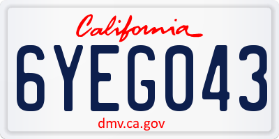 CA license plate 6YEG043
