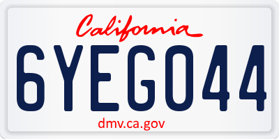 CA license plate 6YEG044