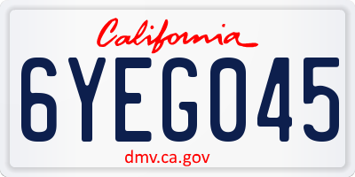 CA license plate 6YEG045