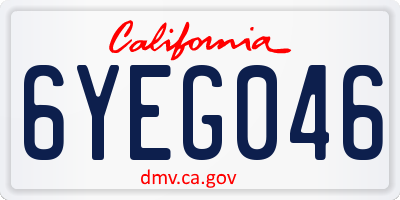 CA license plate 6YEG046