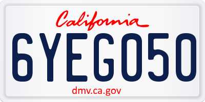 CA license plate 6YEG050