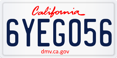 CA license plate 6YEG056