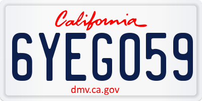 CA license plate 6YEG059