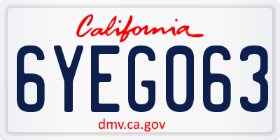 CA license plate 6YEG063