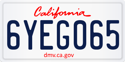 CA license plate 6YEG065