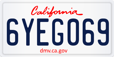 CA license plate 6YEG069