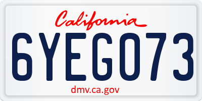 CA license plate 6YEG073