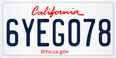 CA license plate 6YEG078