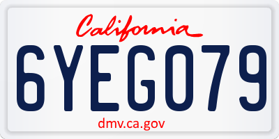 CA license plate 6YEG079