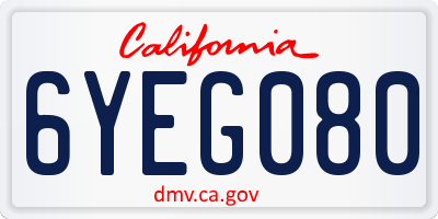 CA license plate 6YEG080