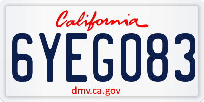 CA license plate 6YEG083