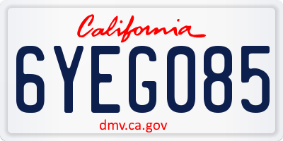 CA license plate 6YEG085