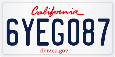 CA license plate 6YEG087