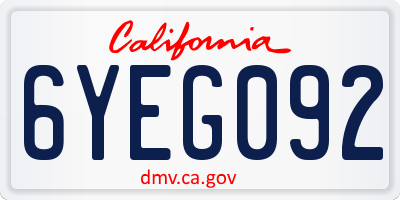 CA license plate 6YEG092