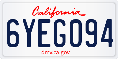 CA license plate 6YEG094