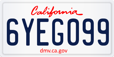 CA license plate 6YEG099