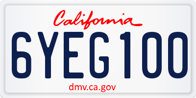 CA license plate 6YEG100