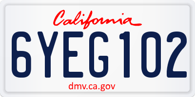 CA license plate 6YEG102
