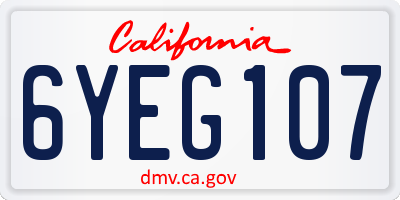 CA license plate 6YEG107