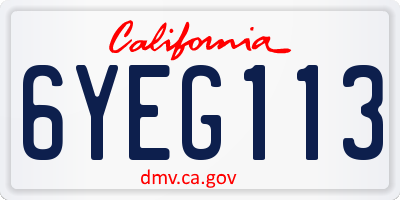 CA license plate 6YEG113
