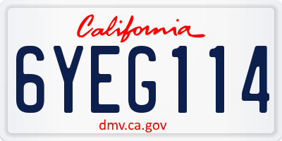 CA license plate 6YEG114
