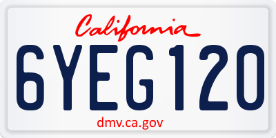 CA license plate 6YEG120