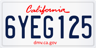 CA license plate 6YEG125