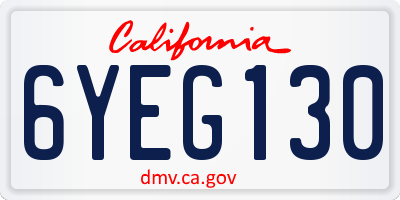 CA license plate 6YEG130