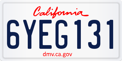CA license plate 6YEG131